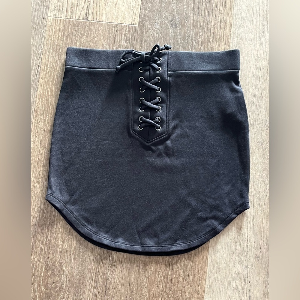 Forever 21 Black Lace-Up Skirt